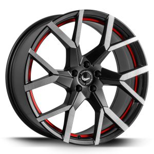 BARRACUDA TZUNAMEE EVO Dark Gunmetal brushed undercut Trimline red Felge 9x20 - 20 Zoll 5x120 Lochkreis