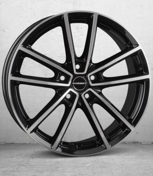 Borbet W black polished glossy Wheel 7x17 inch 5x112 bolt circle
